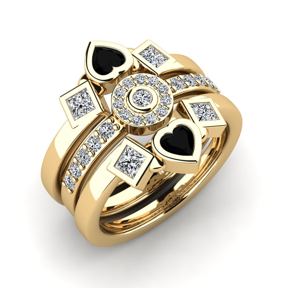 Schwarzer Diamant Ring Gimma Set