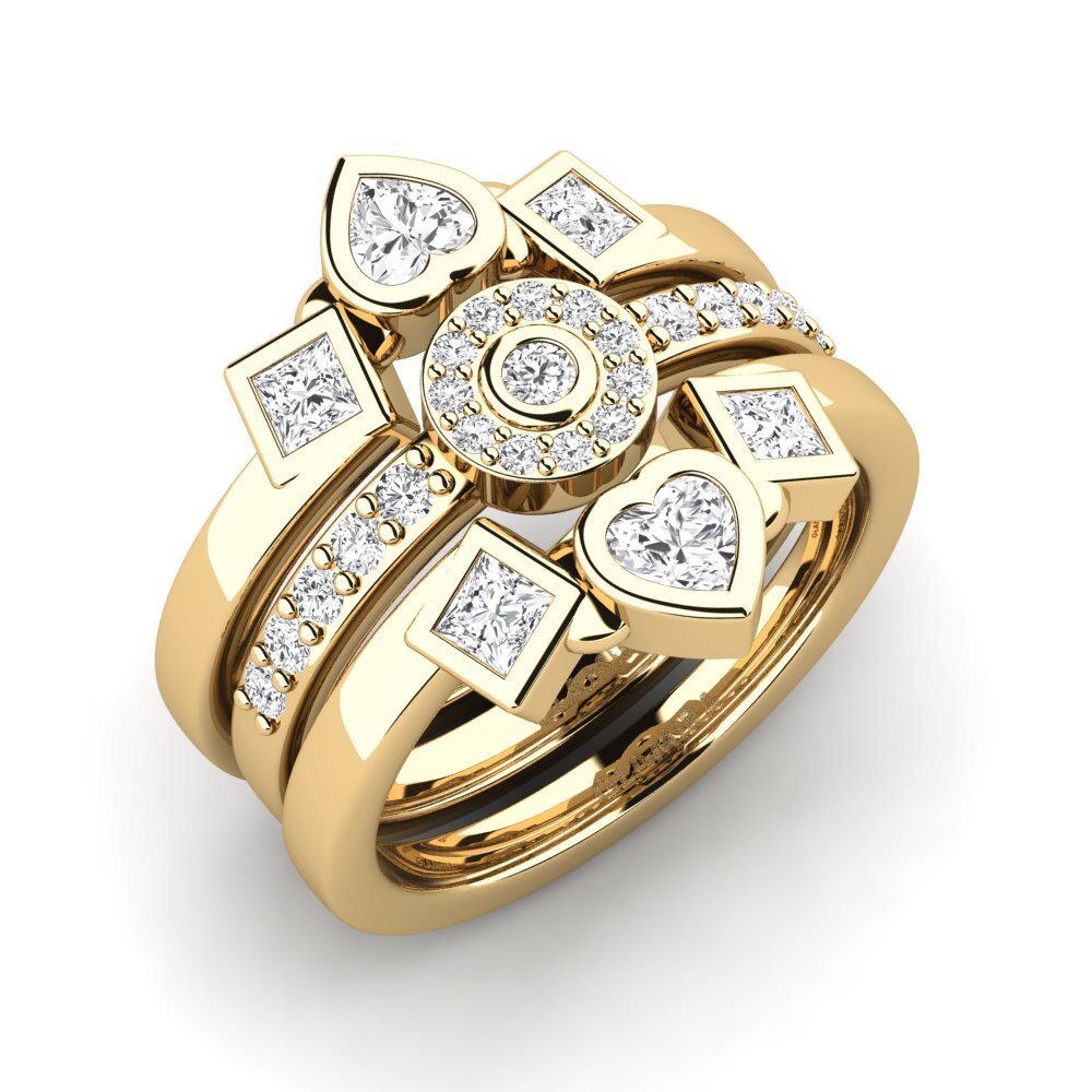 Weißer Saphir Ring Gimma Set
