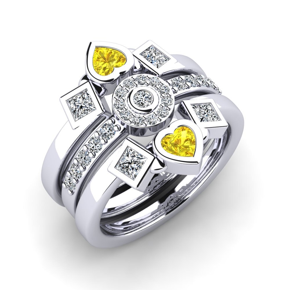 950 Platinum Yellow Sapphire Ring Gimma Set