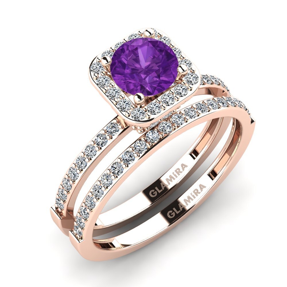 9ct Rose Gold Amethyst Bridal Set Grede