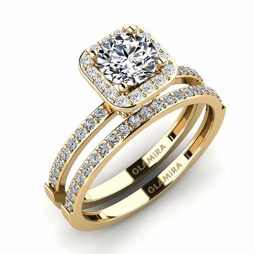 Bridal Set Grede 585 Yellow Gold & Swarovski Crystal & White Sapphire