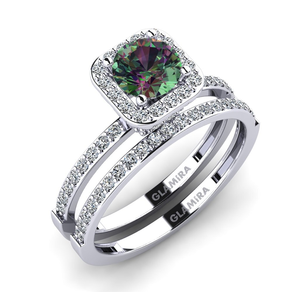 14ct White Gold Mystic Topaz Bridal Set Grede