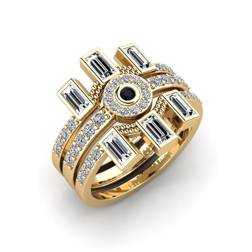 Black Sapphire Stackable Ring Henga Set