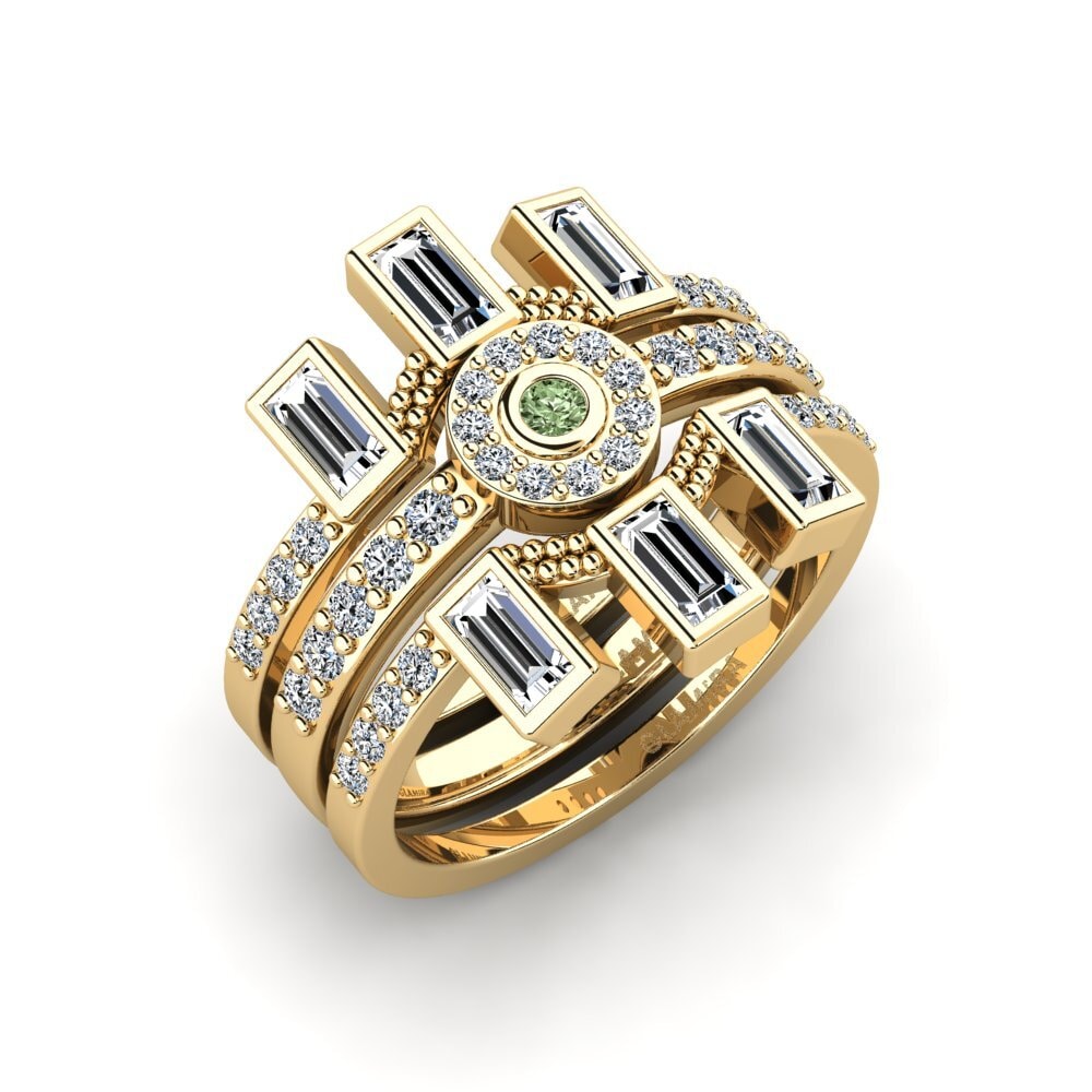 Green Diamond Stackable Ring Henga Set