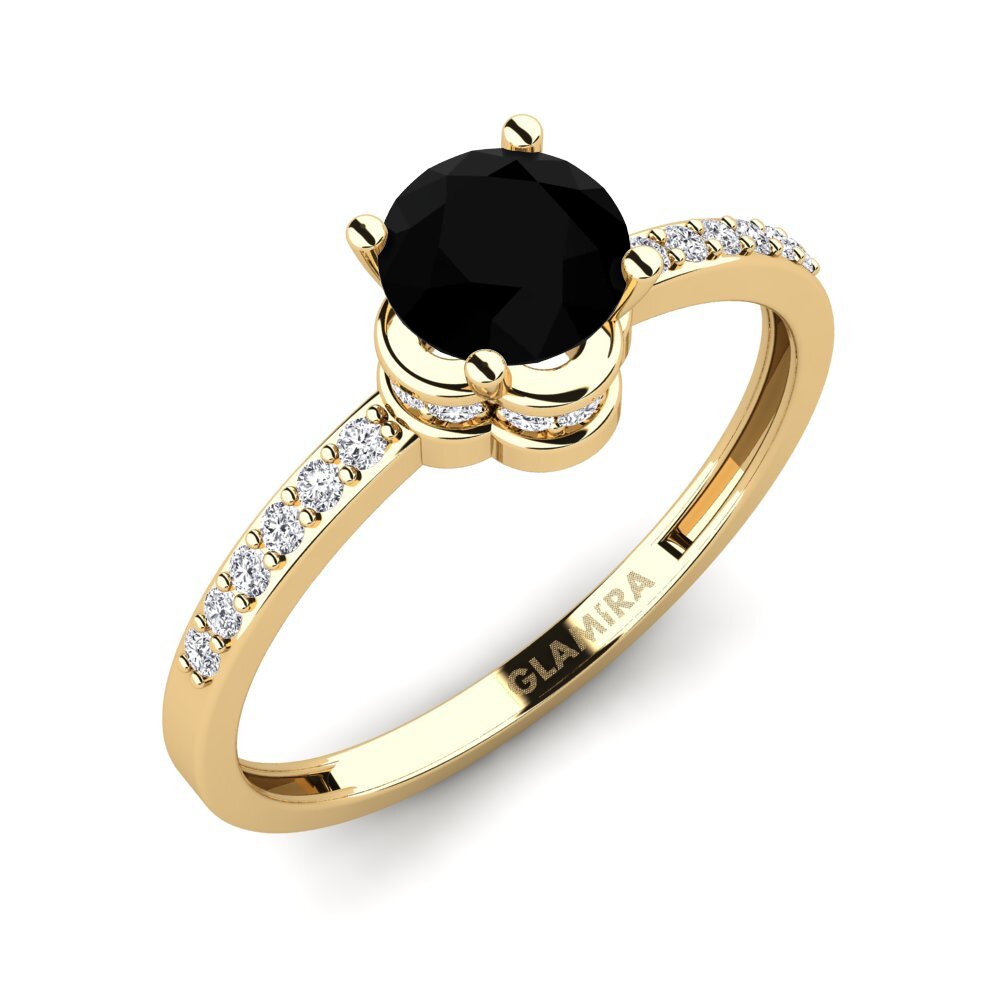 Black Onyx Engagement Ring Htingi - A