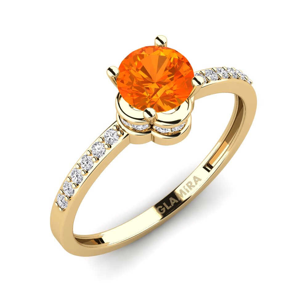 Orange Sapphire Engagement Ring Htingi - A
