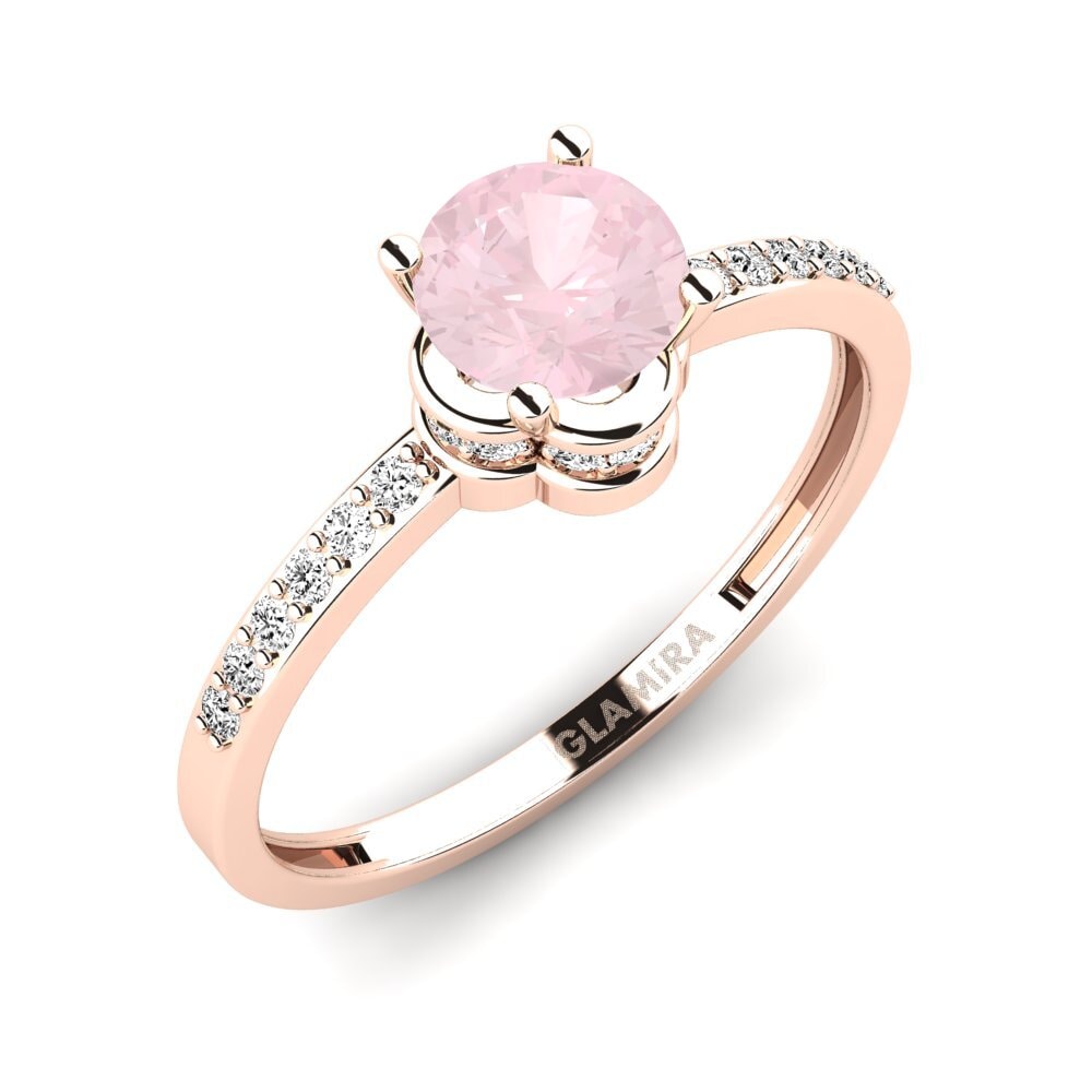 14ct Rose Gold Rose Quartz Engagement Ring Htingi - A