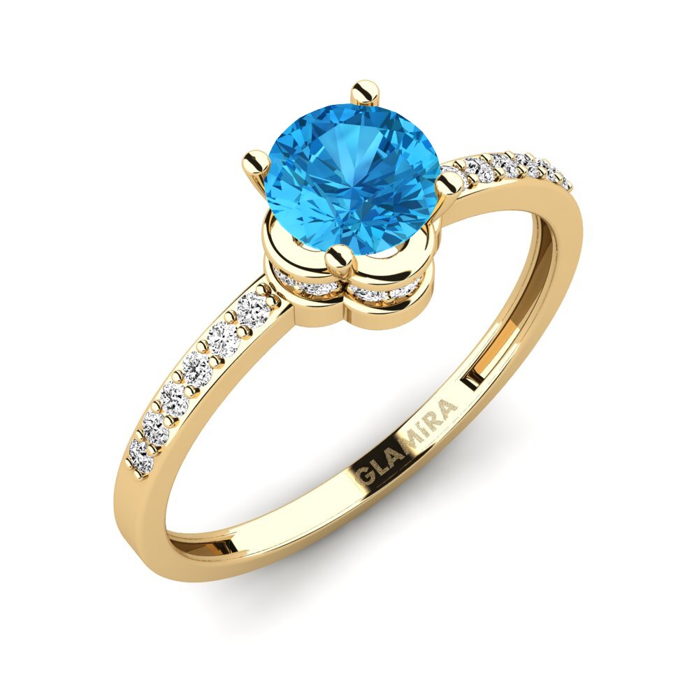 Đá Topaz xanh / Hoàng Ngọc Nhẫn đính hôn Htingi - A