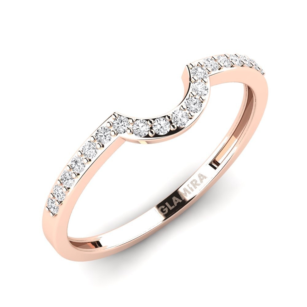 Or rose 14k Saphir Blanc Anneau empilable Htingi - B