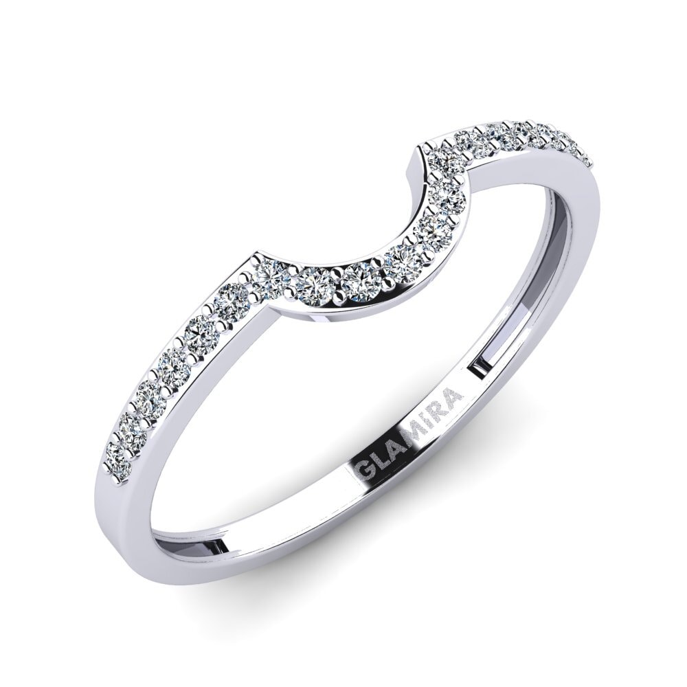 Or Blanc 14k Zircone Anneau empilable Htingi - B