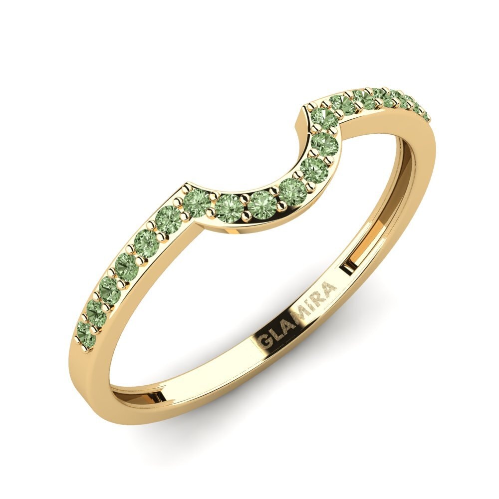 Redondo Diamante Verde Anillo apilable Htingi - B