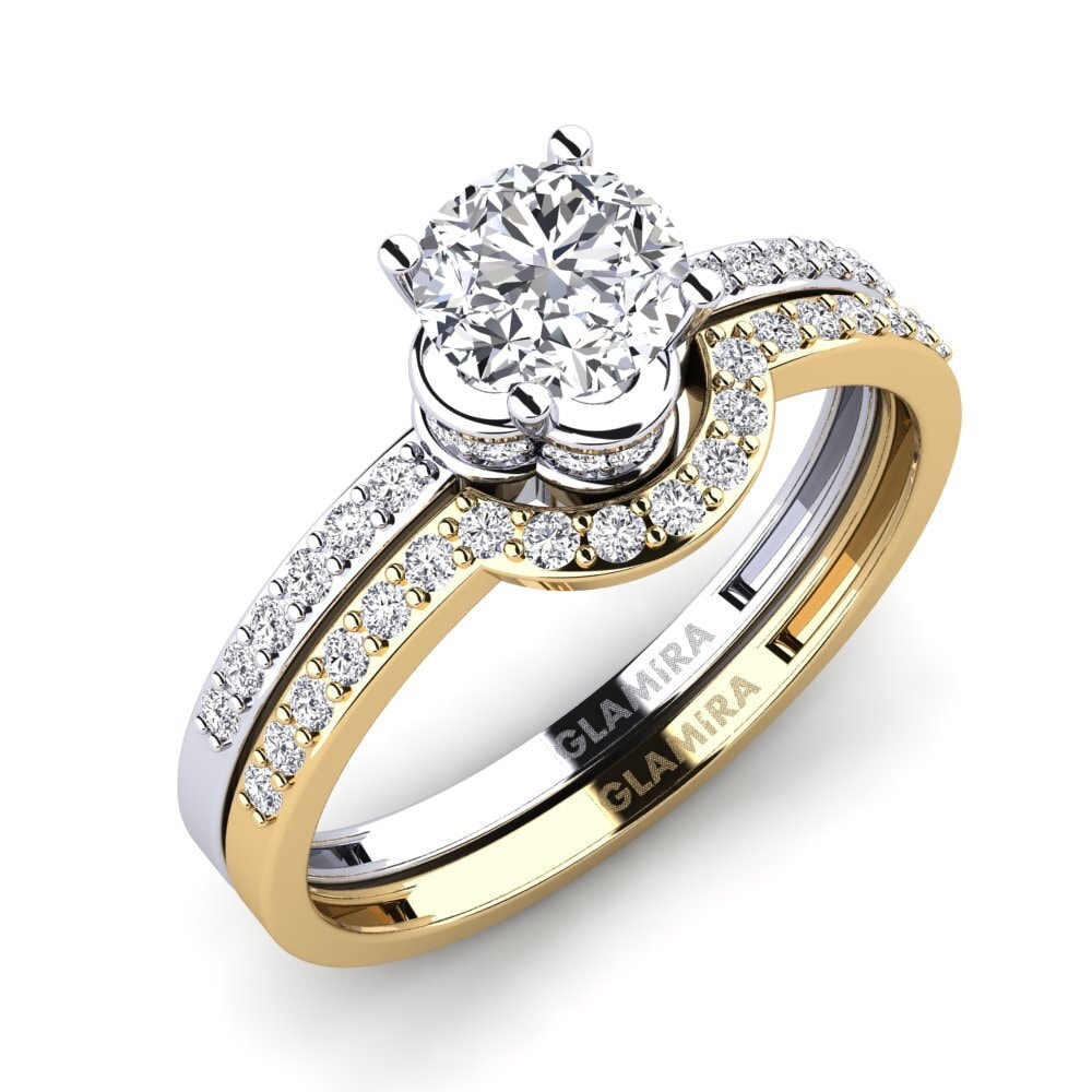 Weiß & Gelbgold 585 Labor-gezüchteter Diamant Braut-Set Htingi