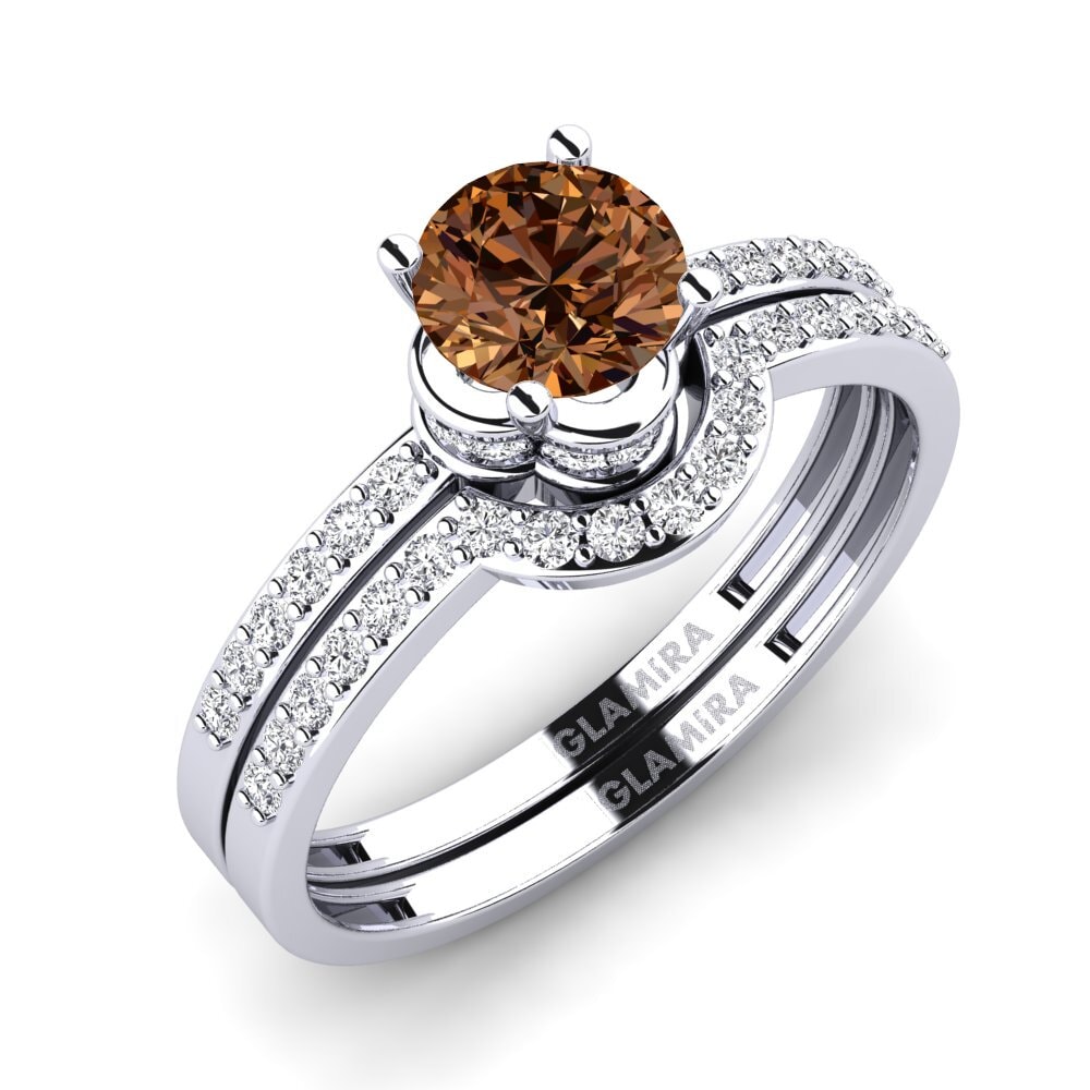 950 Platinum Brown Diamond Bridal Set Htingi