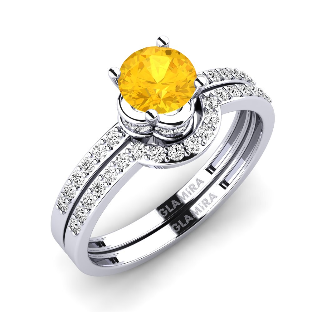 White Silver Citrine Bridal Set Htingi