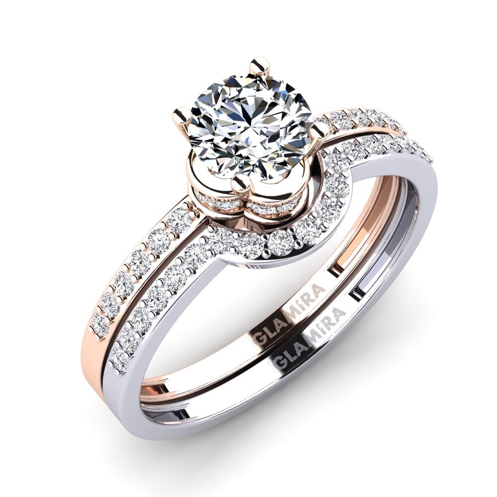 14k 紅白K金 化锆 婚礼套装 Htingi