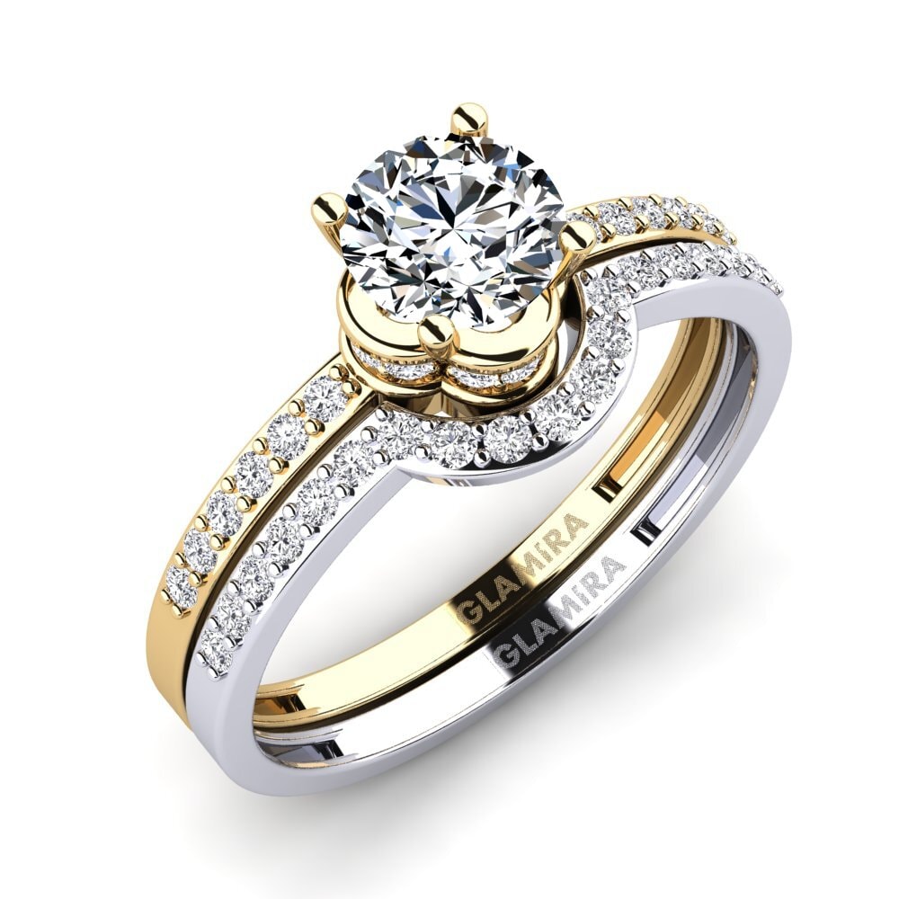 14ct Yellow & White Gold Zirconia Bridal Set Htingi