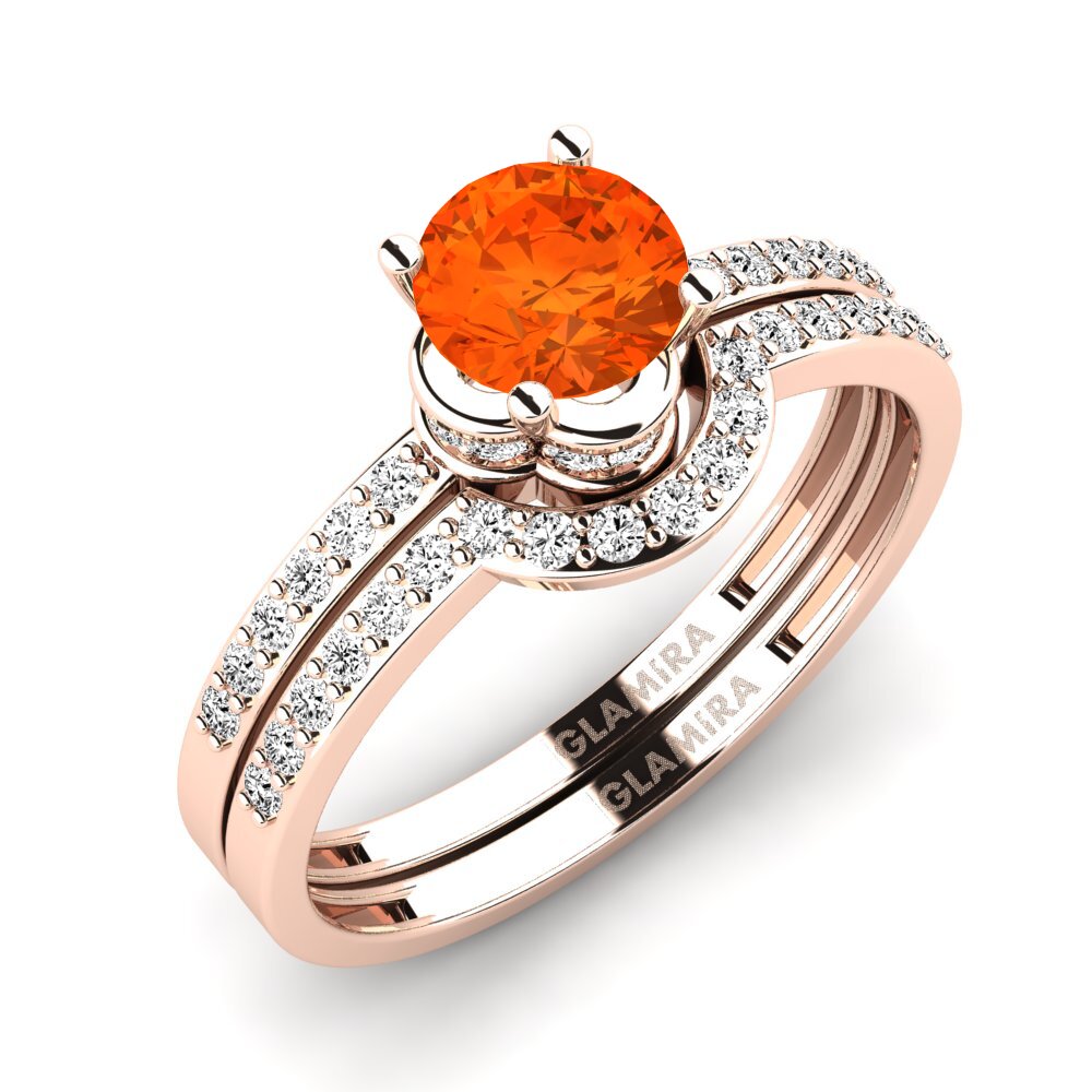 玫瑰金-14k 火歐泊 婚礼套装 Htingi
