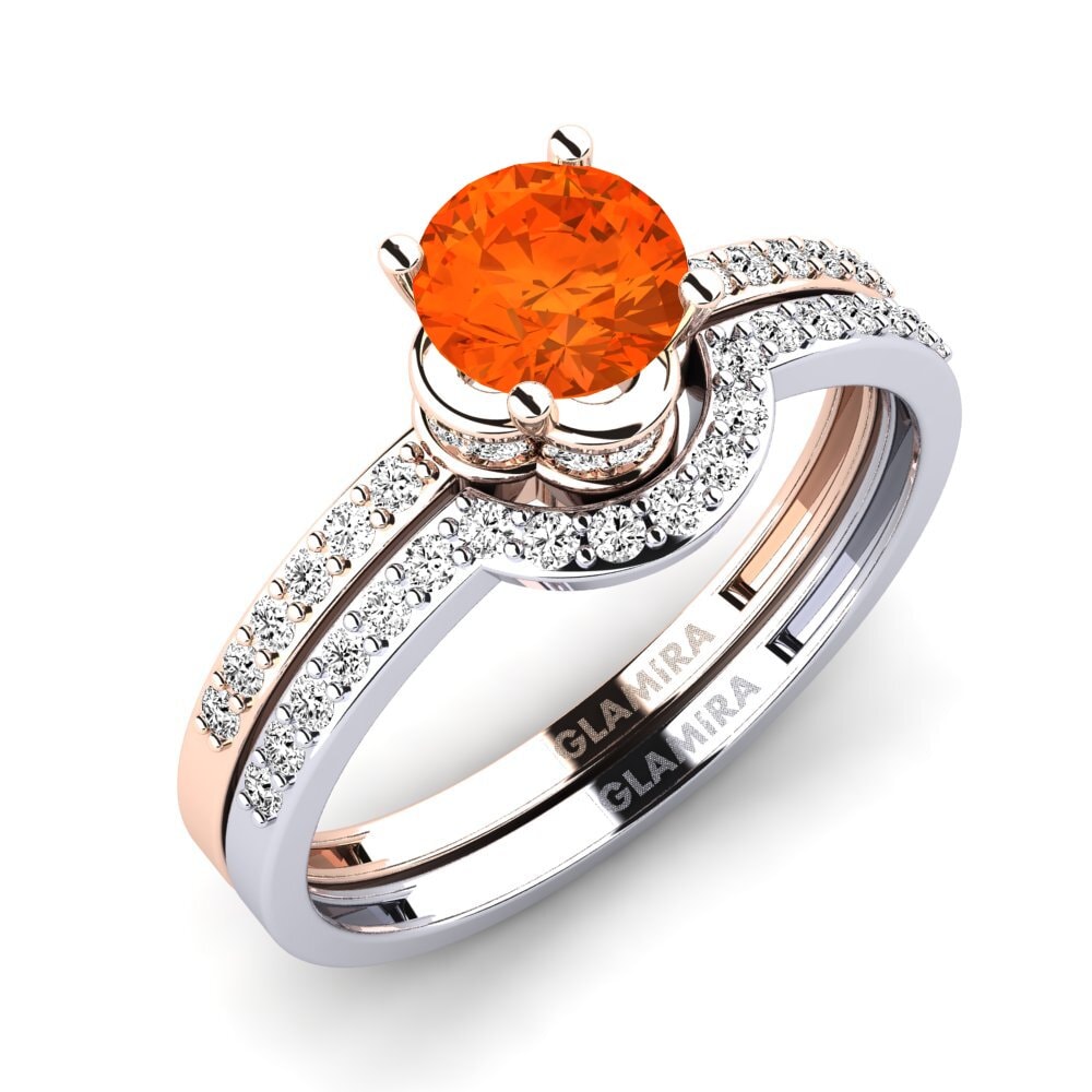 14k 紅白K金 火歐泊 婚礼套装 Htingi