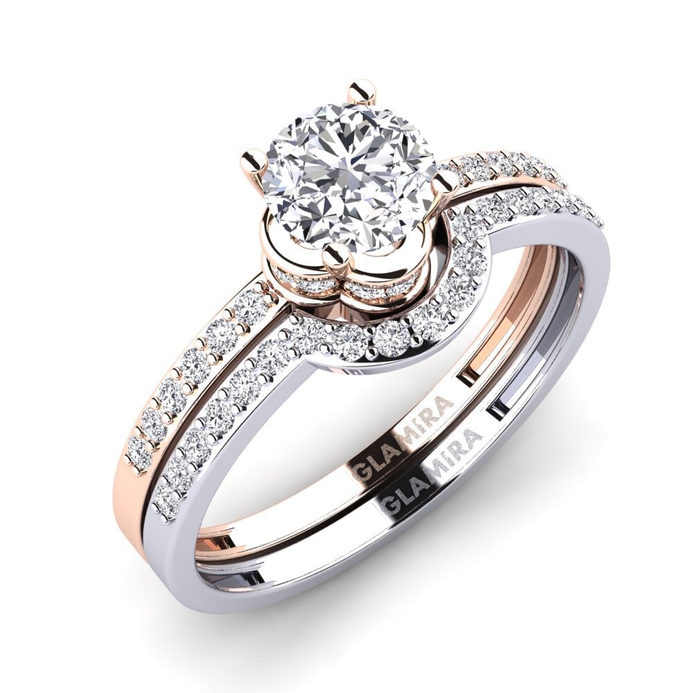14k Oro Rosa & Blanco Set de Anillos Htingi