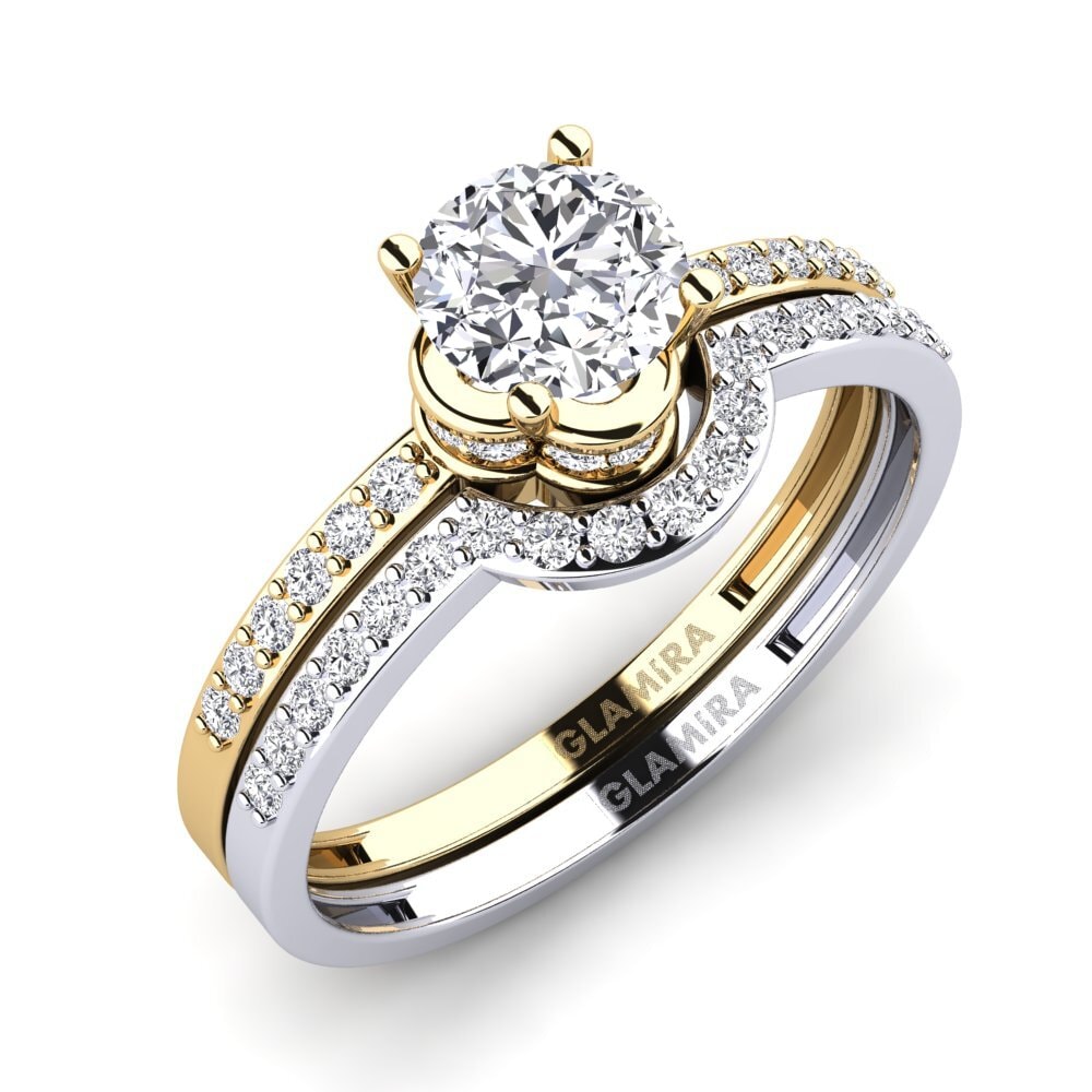 14ct Yellow & White Gold Lab Grown Diamond Bridal Set Htingi