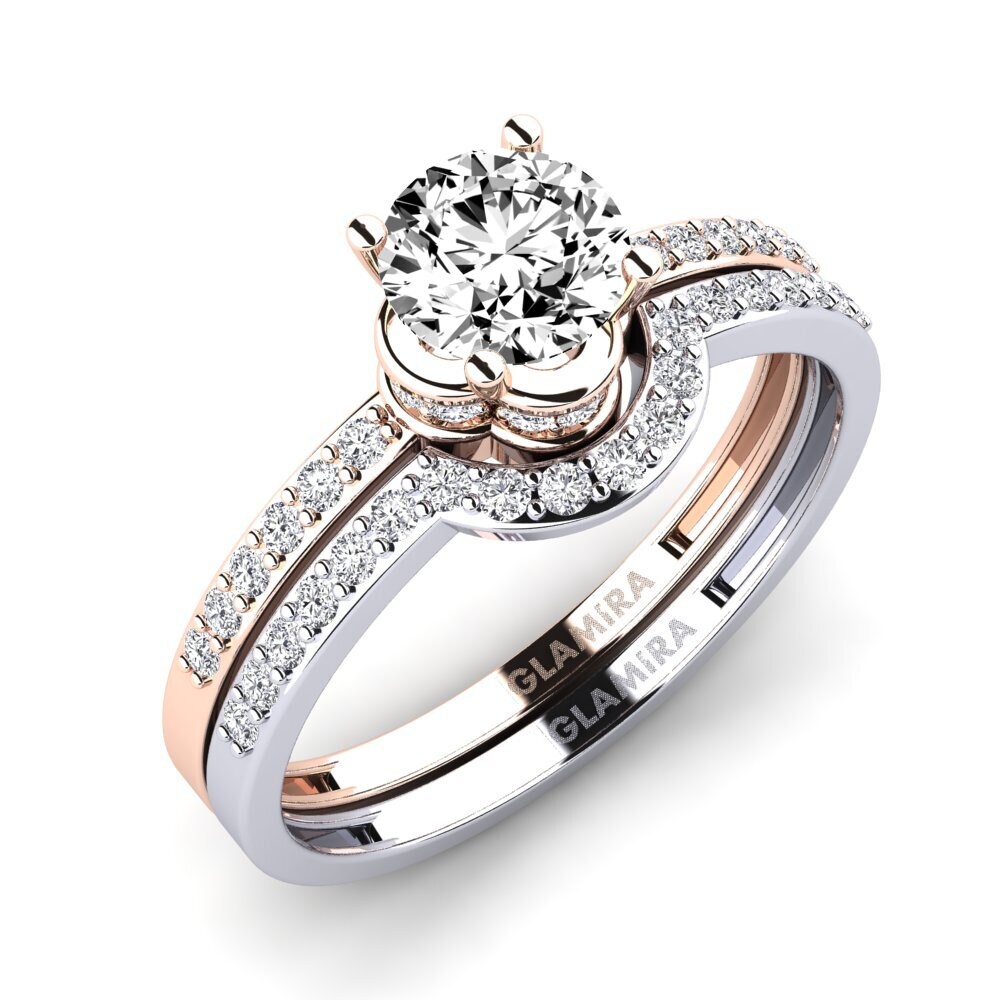 14k 紅白K金 莫桑石 婚礼套装 Htingi