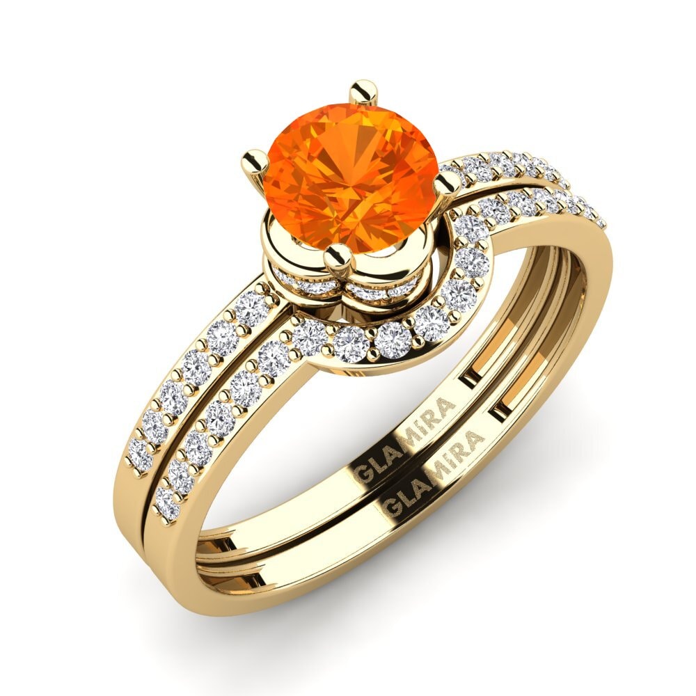 375 Gult Guld Orange Safir Brudesæt Htingi
