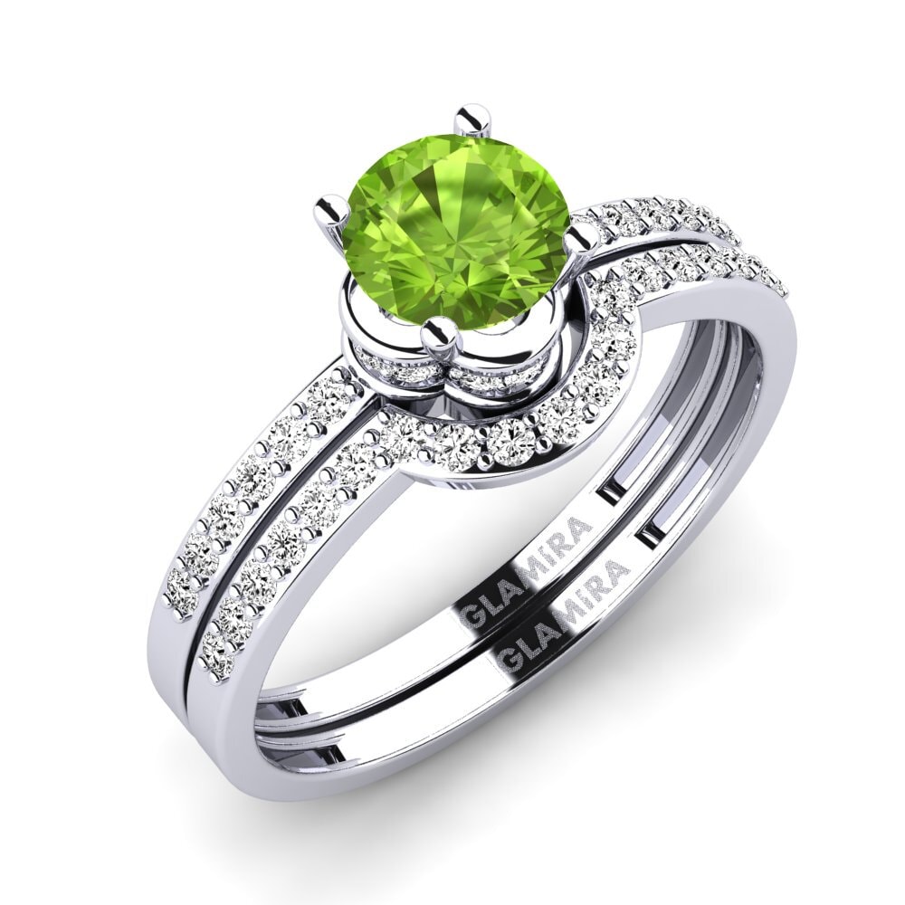 14ct White Gold Peridot Bridal Set Htingi
