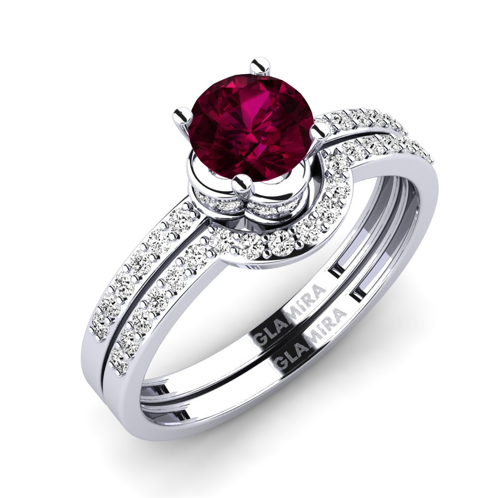 950 Platinum Rhodolite Garnet Bridal Set Htingi
