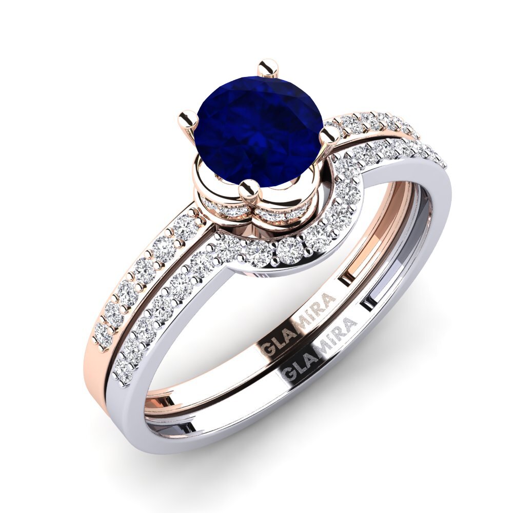 14k 紅白K金 藍寶石 婚礼套装 Htingi