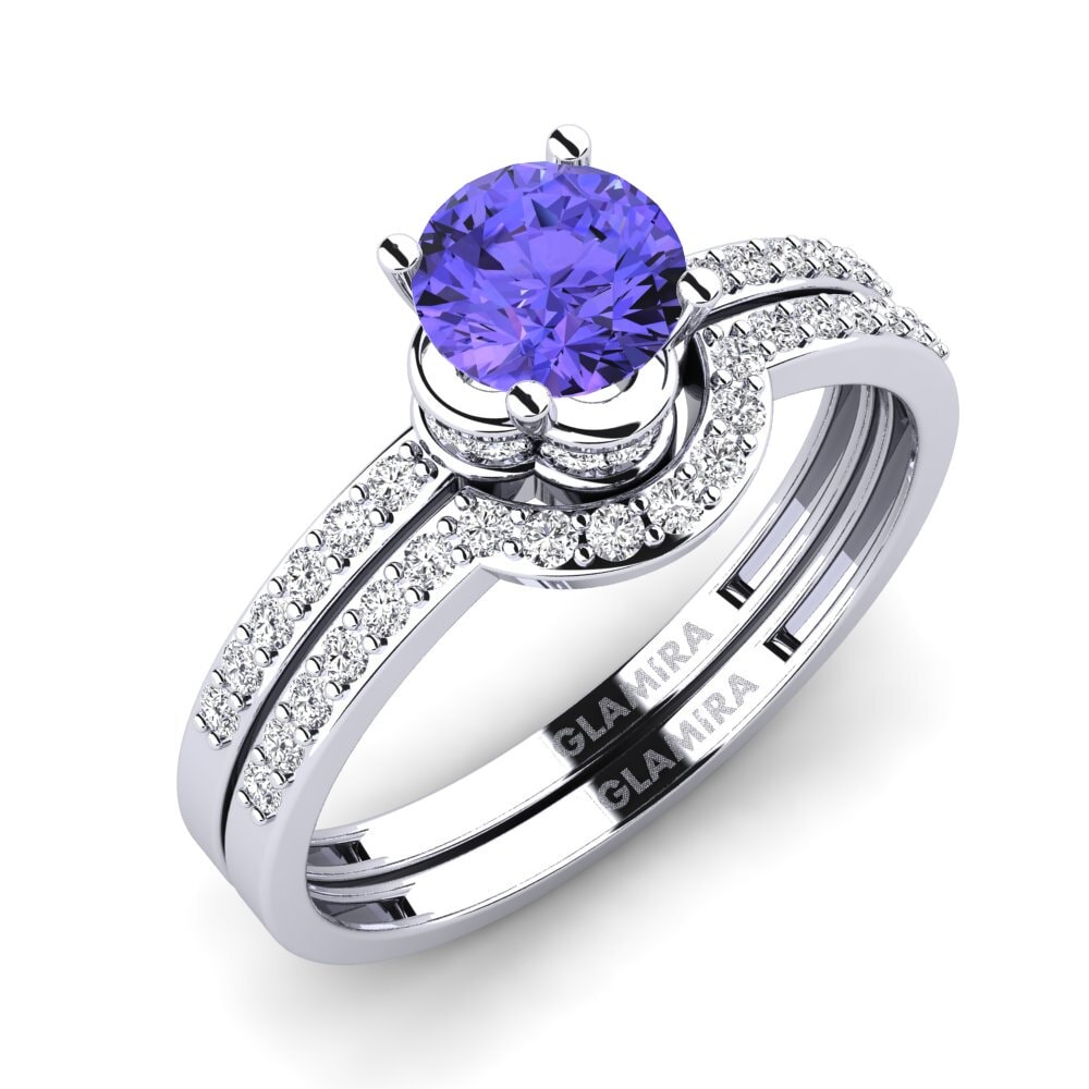 9ct White Gold Tanzanite Bridal Set Htingi