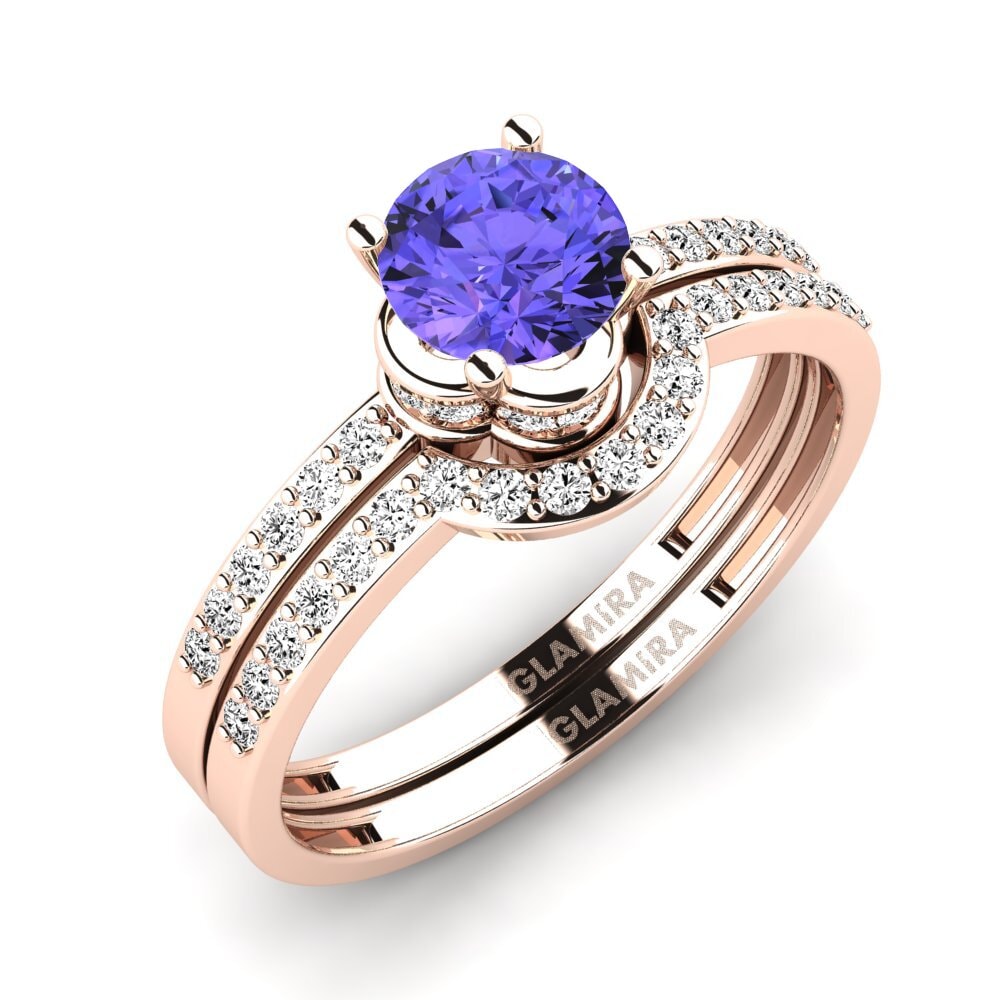 14ct Rose Gold Tanzanite Bridal Set Htingi