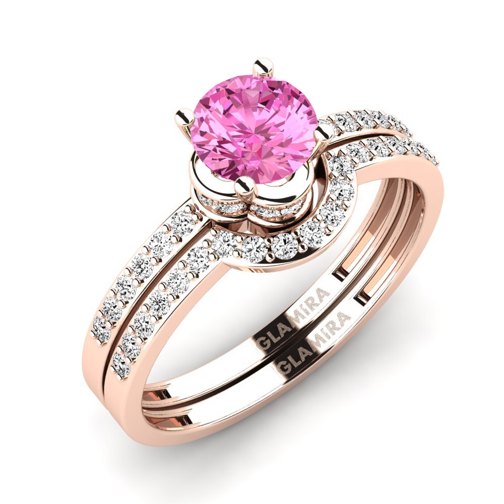 玫瑰金-14k 粉色黄玉 婚礼套装 Htingi