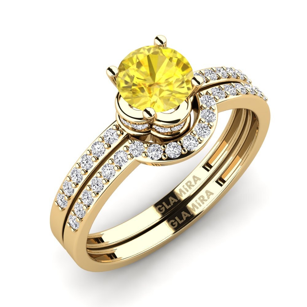 18ct Yellow Gold Yellow Sapphire Bridal Set Htingi