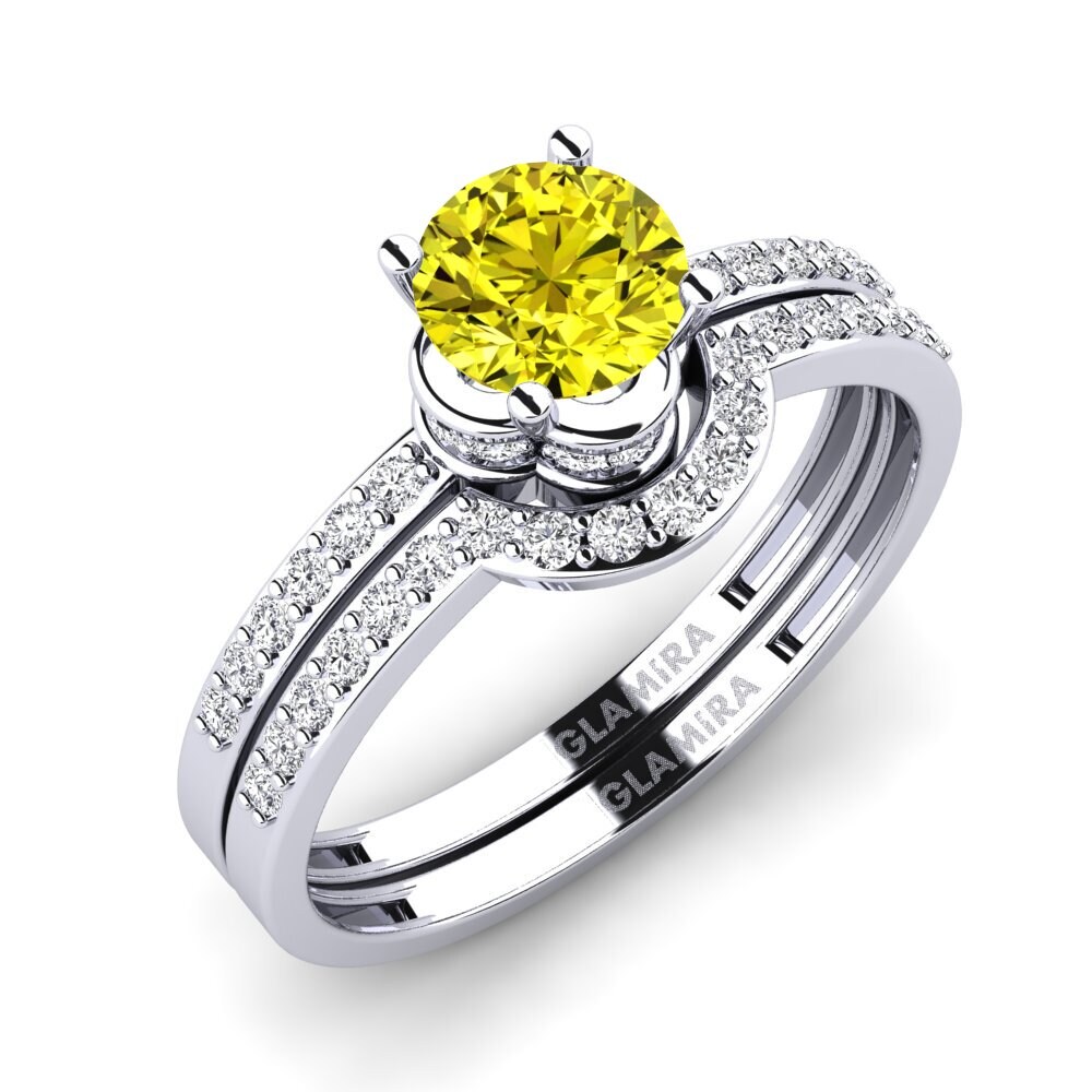 14ct White Gold Yellow Diamond Bridal Set Htingi