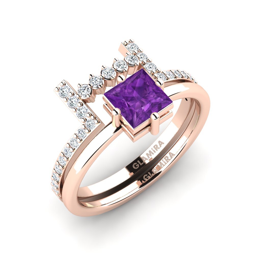 9ct Rose Gold Amethyst Bridal Set Idan