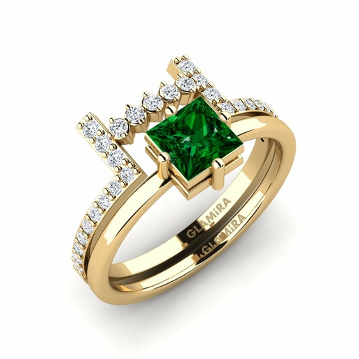 Bridal Set Idan 585 Yellow Gold & Swarovski Green & Swarovski Crystal