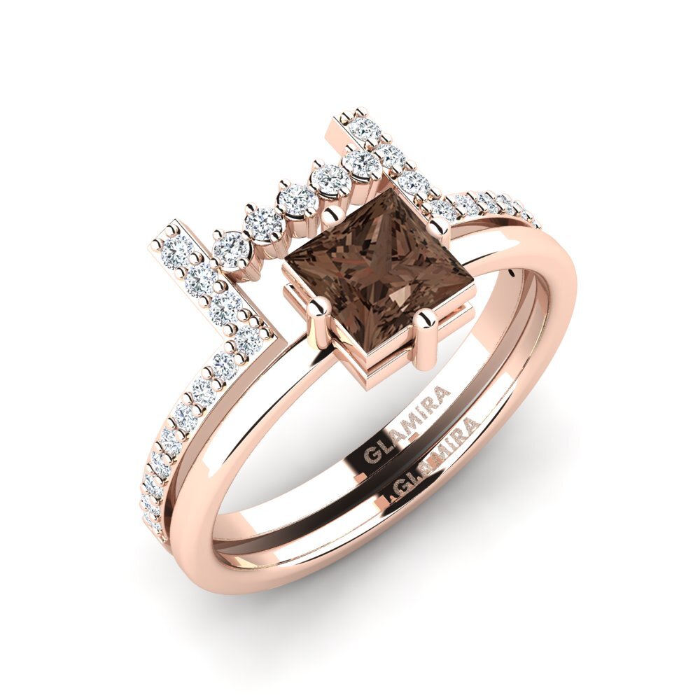 18ct Rose Gold Smoky Quartz Bridal Set Idan