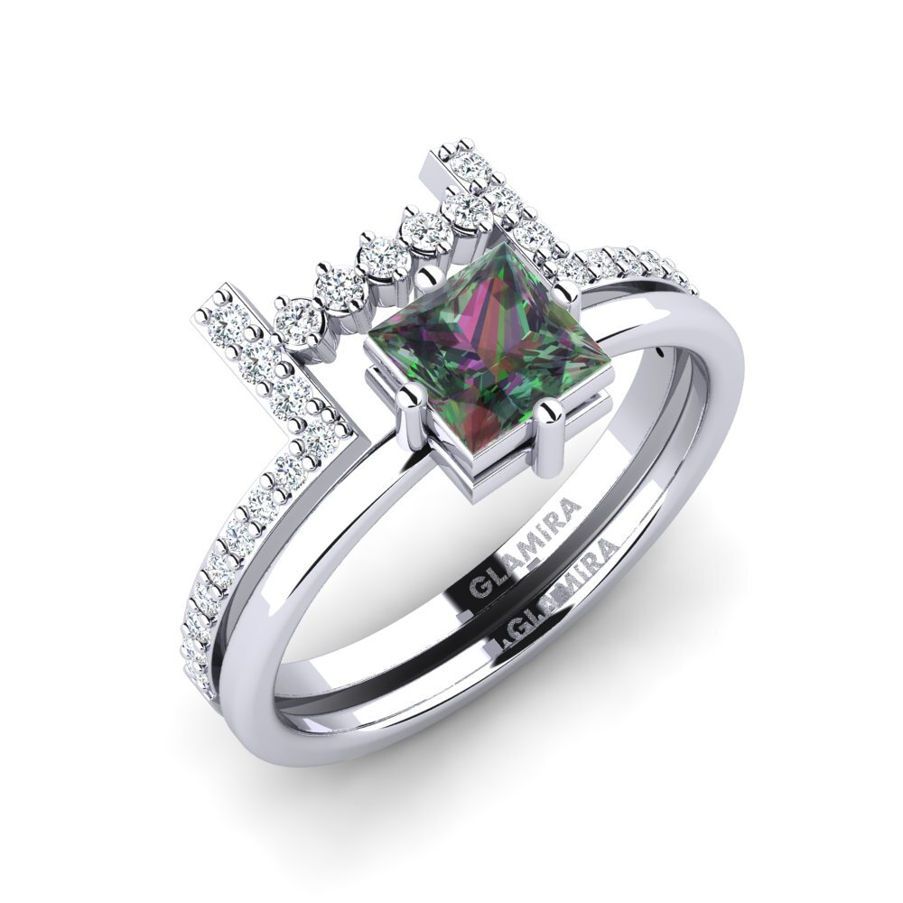 14ct White Gold Mystic Topaz Bridal Set Idan