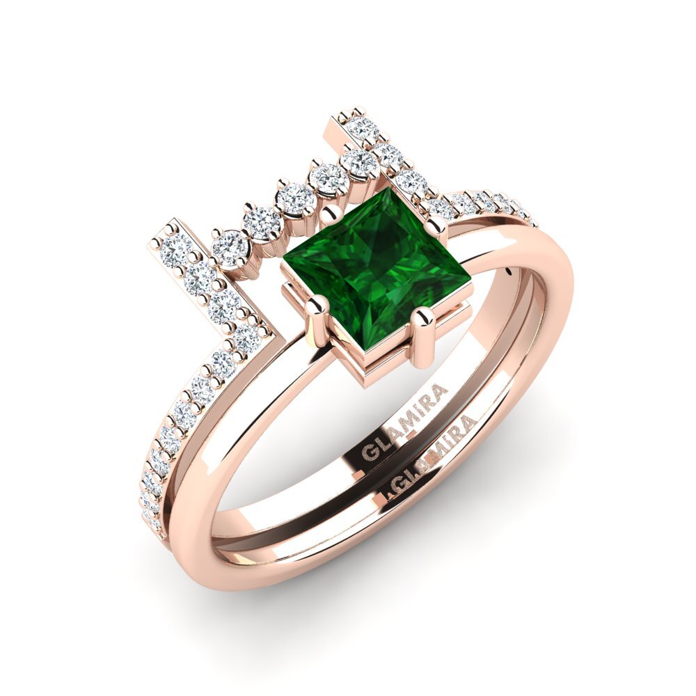9ct Rose Gold Tsavorite Bridal Set Idan
