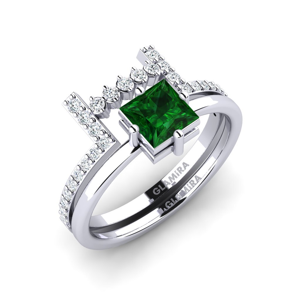 White Silver Tsavorite Bridal Set Idan