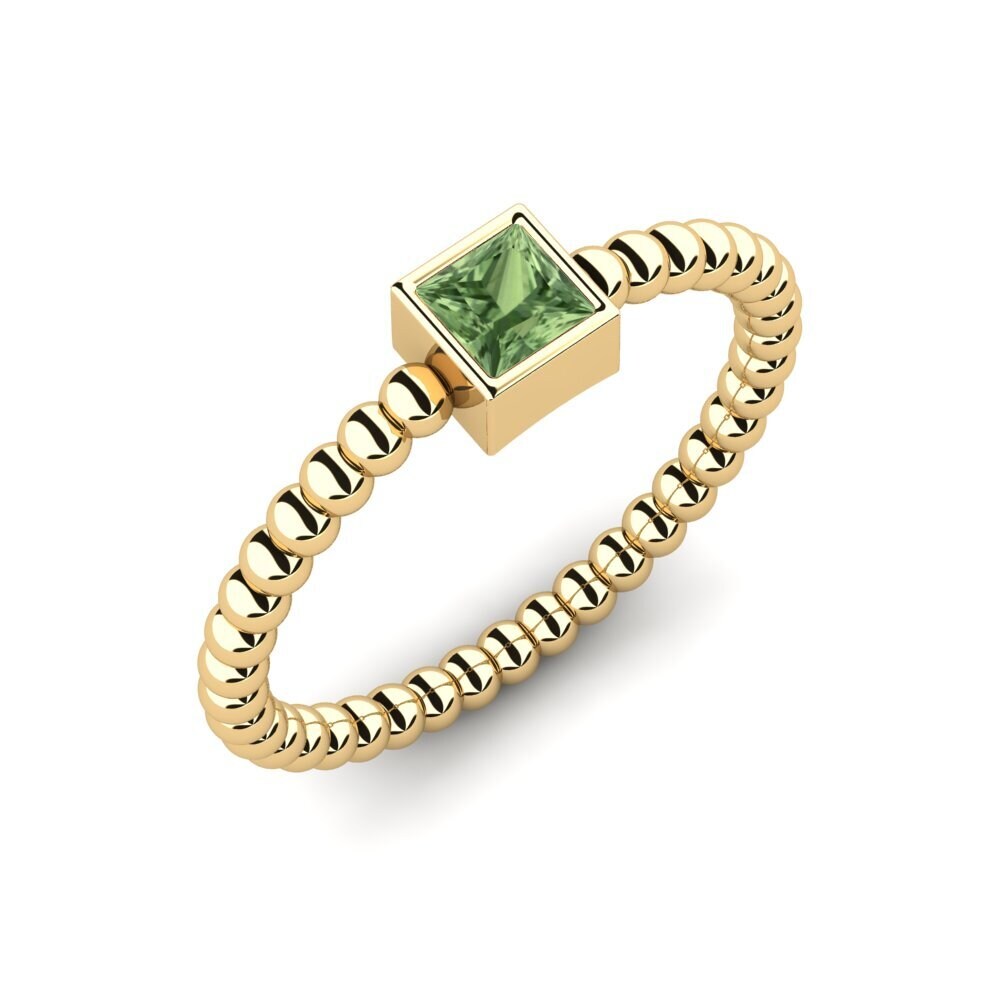 Or Jaune 14k Saphir vert Anneau empilable Inglith - A