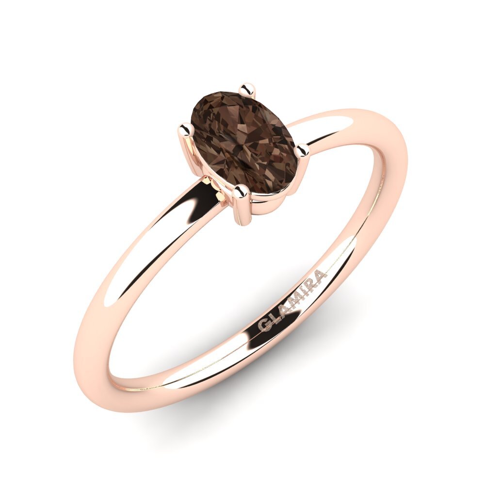 14k Rose Gold Smoky Quartz Stackable Ring Jofor - B
