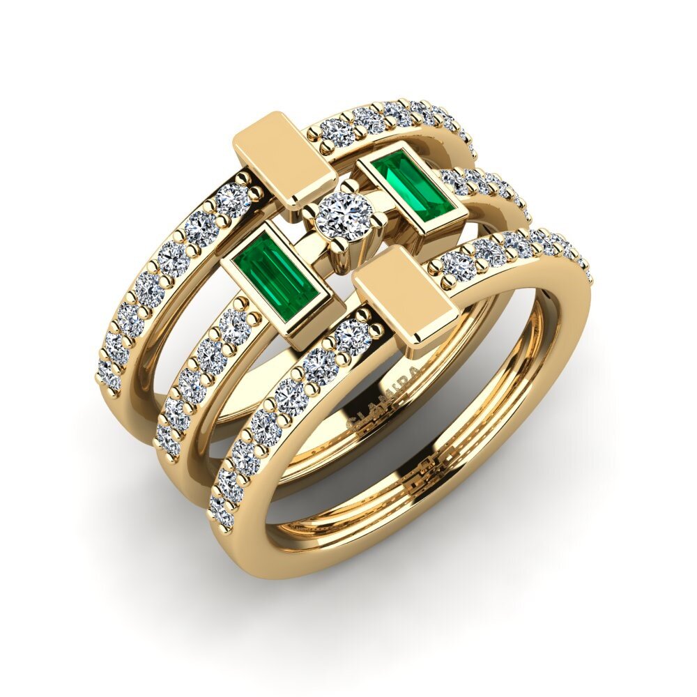Green Zirconia Stackable Ring Knesa Set