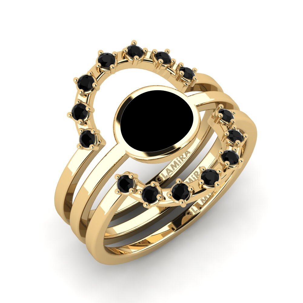 Black Sapphire Stackable Ring Middo Set