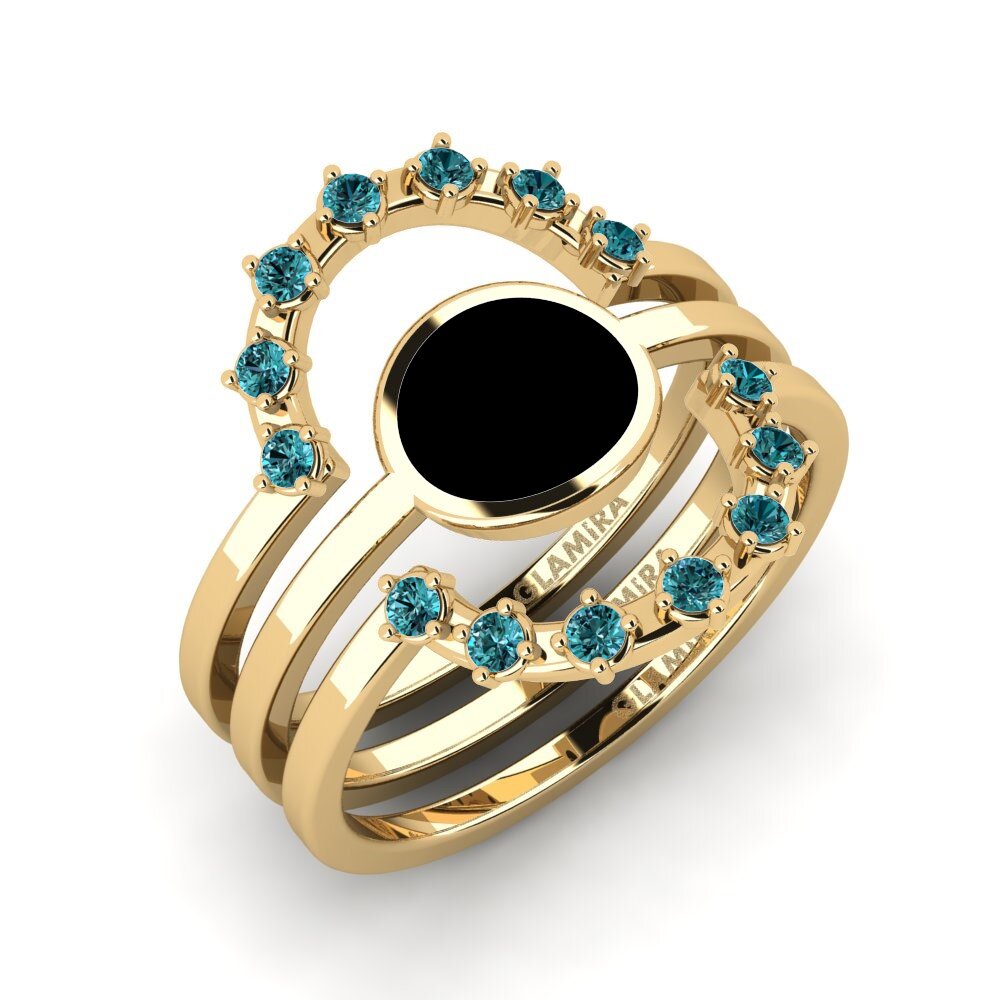 Blauer Diamant Stapelbarer Ring Middo Set
