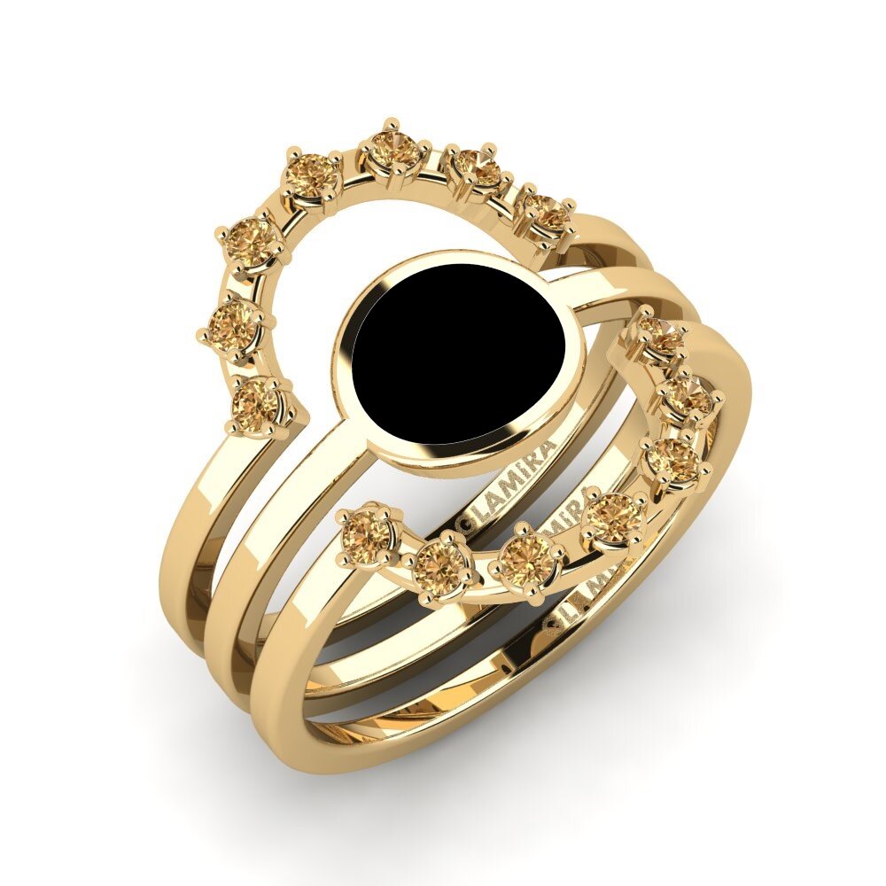 Brown Diamond Stackable Ring Middo Set