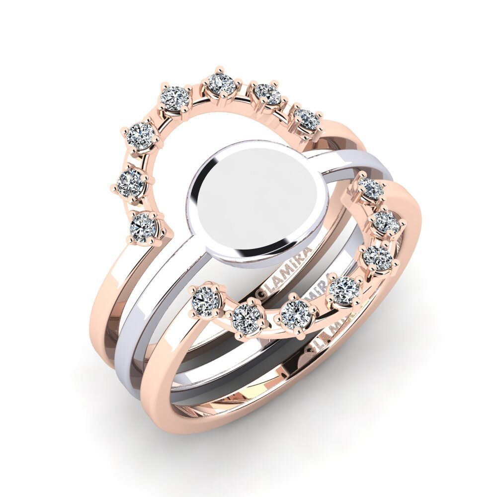 18k Oro Rosa & Blanco Anillo apilable Middo Set