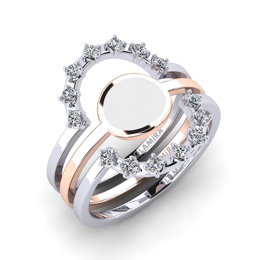 750 Weiß & Rotgold Stapelbarer Ring Middo Set