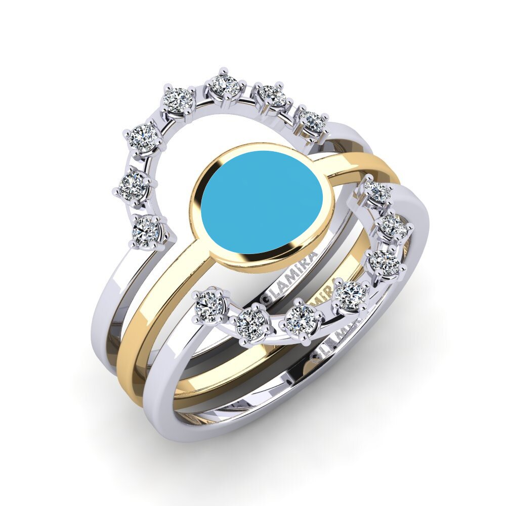 9k Oro Blanco & Amarillo Anillo apilable Middo Set