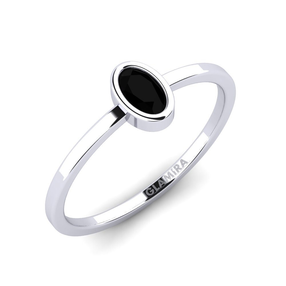 9k Oro Blanco Diamante Negro Anillo de compromiso Niliev - A